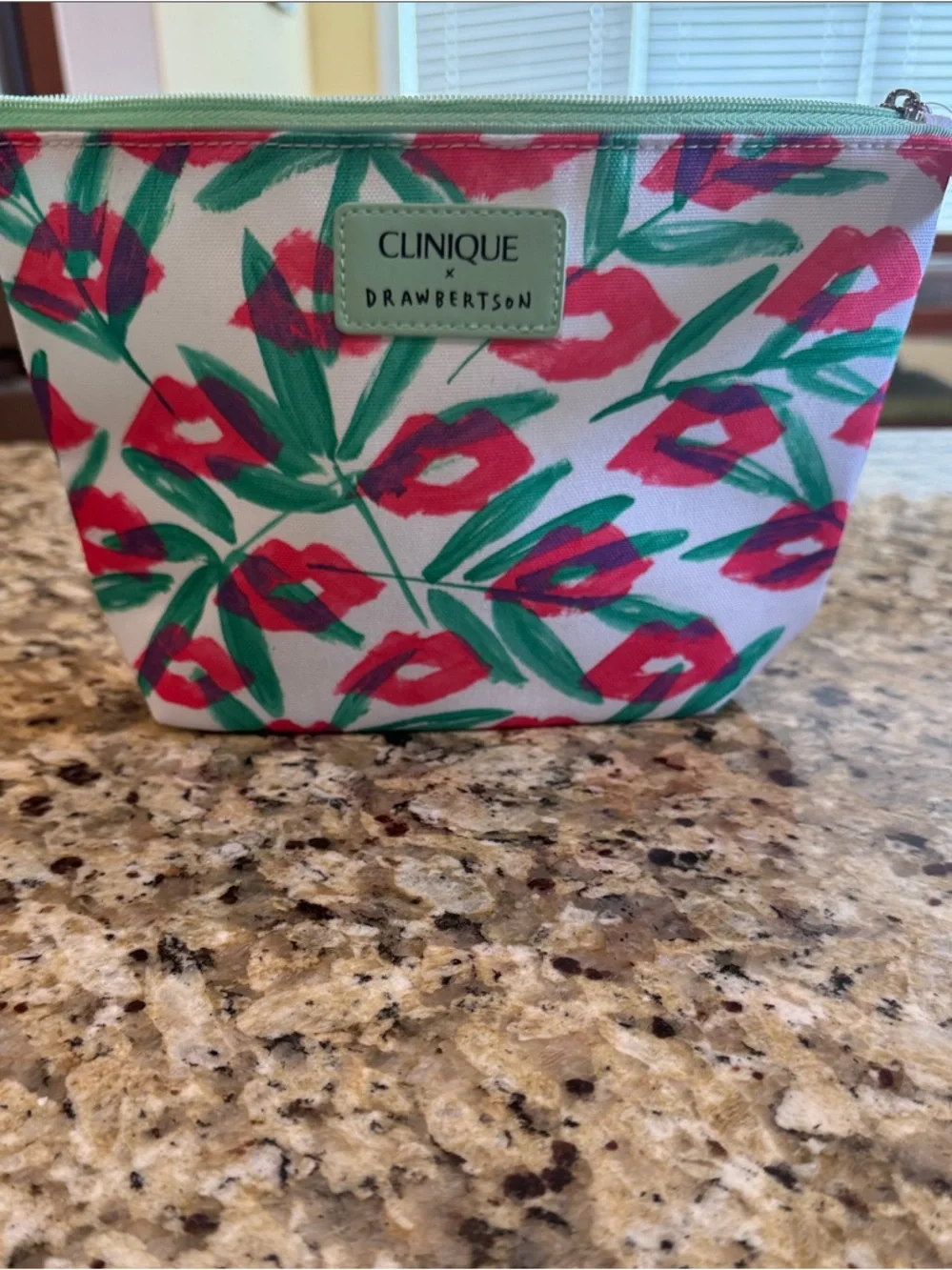 Clinique Floral Cosmetic Pouch in White, Pink & Green